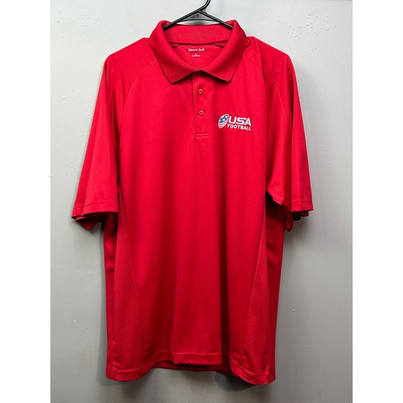 Sport-Tek USA Football Red Polo Shirt Mens Large Athletic - Picture 1 of 8